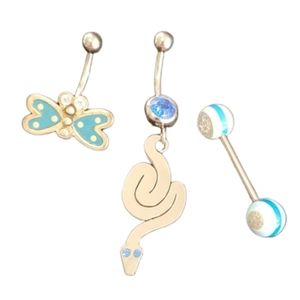 Body Jewelry NWOT 14 Gauge Surgical Steel Tongue and Belly Button Blue